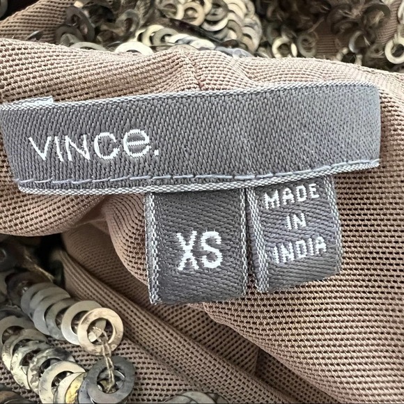 VINCE Gold Mini Dress in Size XS - Picture 7 of 7